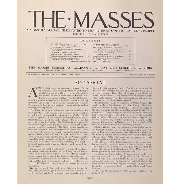 The Masses - Volume 1 Number 1 - January 1911, photo 2 of 4